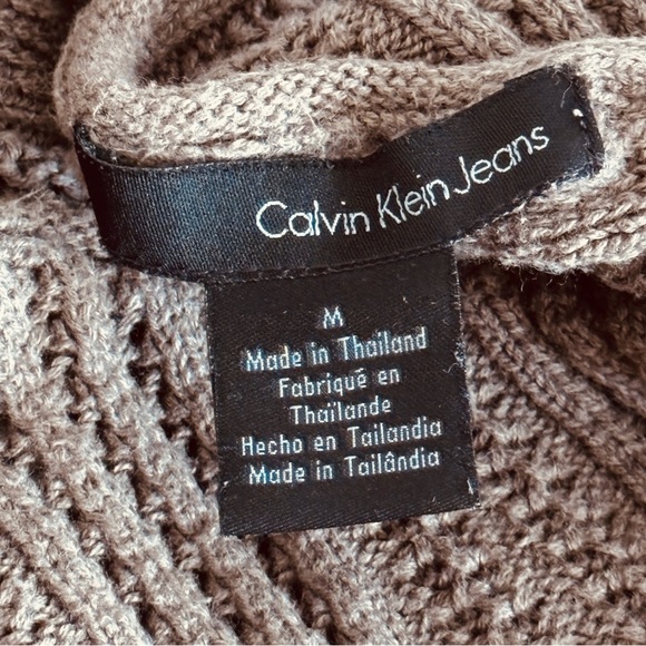 Calvin Klein Jeans Brown Knit Crochet V-Neck Short Sleeve Tunic Top Size M - Picture 7 of 7